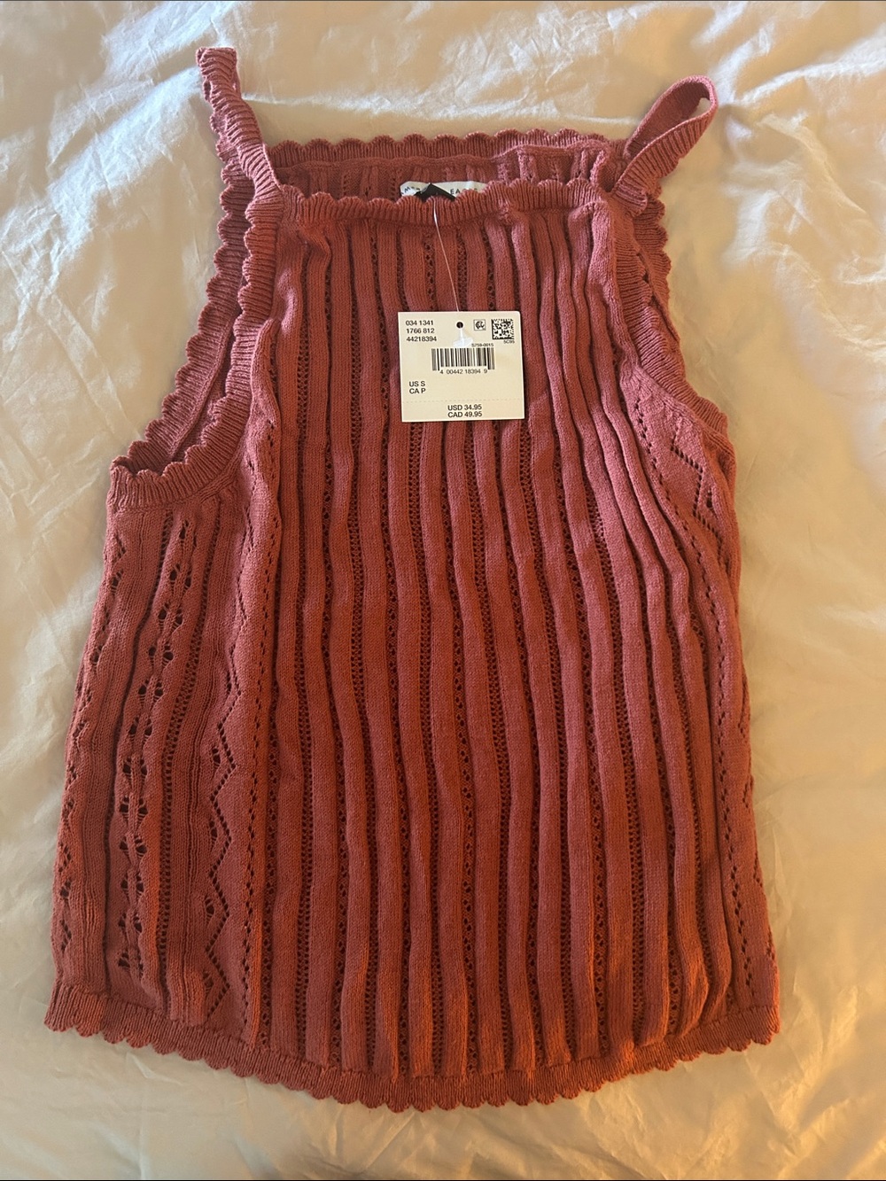 American Eagle Outfitters Ribbed Knit Tank Top in Orange (Terracotta)